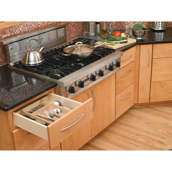 Rev-A-Shelf Drawer Insert, Maple Wood, Natural Maple, 14.63 in W, 2.88 in H, 22 in D - 4WCT-1