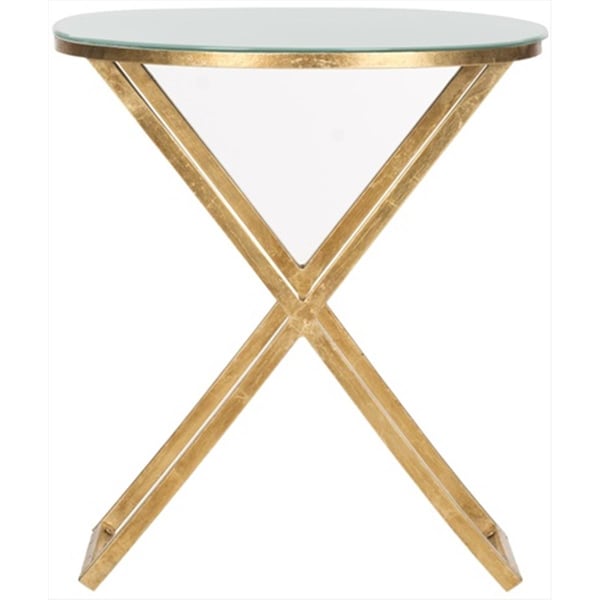 Safavieh Riona Accent Table Gold And White Glass Top - FOX2539A