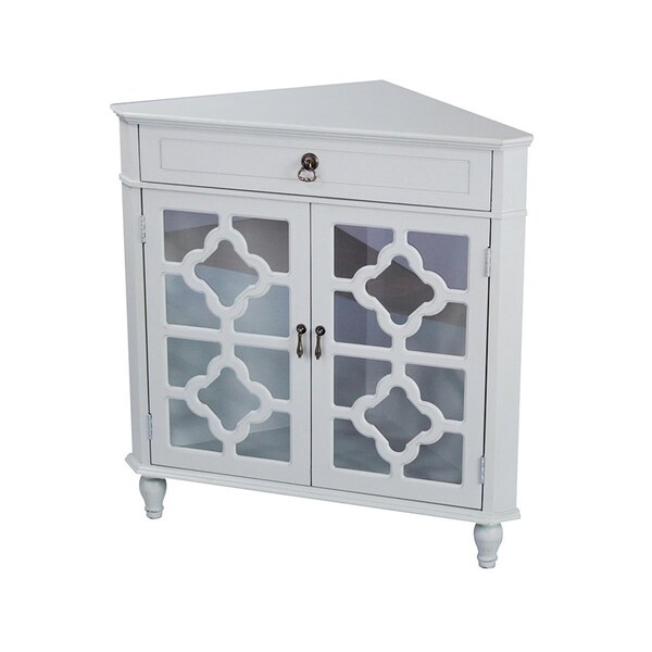 Infurniture 32 In. Rustic Style Accent Cabinet With Two Mirrored Doors - Grey - AC1817-32-GR