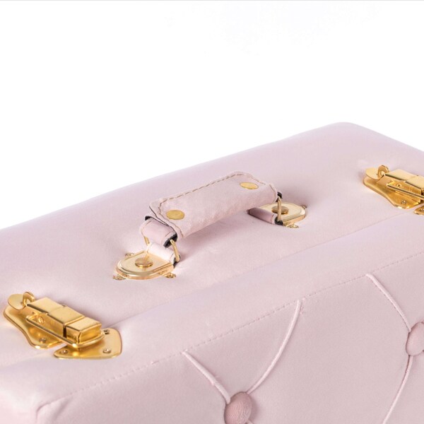 Vintiquewise Decorative Tufted Velvet Suitcase Treasure Chest, Pink, PK 2 - QI003982_PK