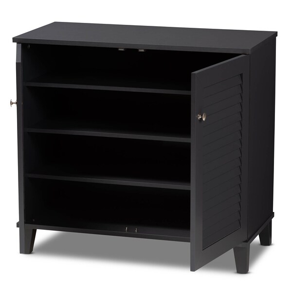 Baxton Studio Coolidge Grey Finished 4-Shelf Wood Shoe Storage Cabinet - 156-9555