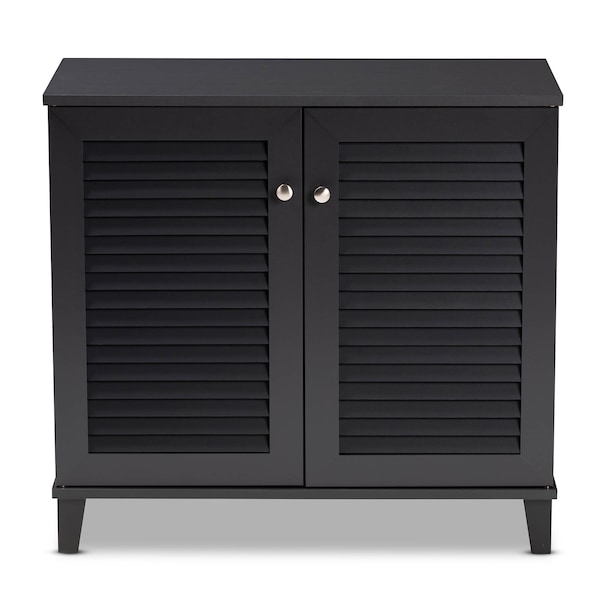 Baxton Studio Coolidge Grey Finished 4-Shelf Wood Shoe Storage Cabinet - 156-9555