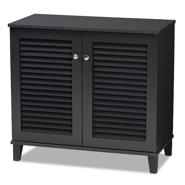 Baxton Studio Coolidge Grey Finished 4-Shelf Wood Shoe Storage Cabinet - 156-9555