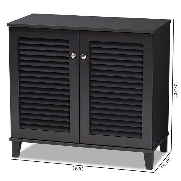 Baxton Studio Coolidge Grey Finished 4-Shelf Wood Shoe Storage Cabinet - 156-9555