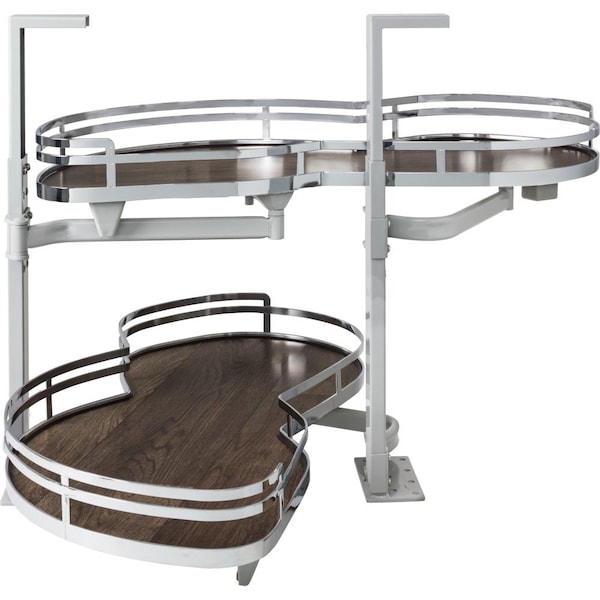 Hardware Resources 18" Polished Chrome and Walnut Blind Corner Swingout for Openings on the Left of the Blind - BCSO218PCWD-LH