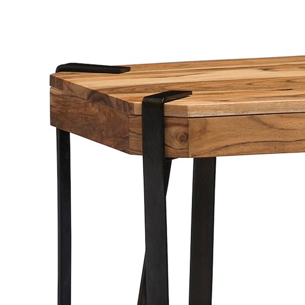 Alaterre Furniture Ryegate Natural Live Edge Solid Wood with Metal 2 Shelf End Table, Natural - AWCC0220