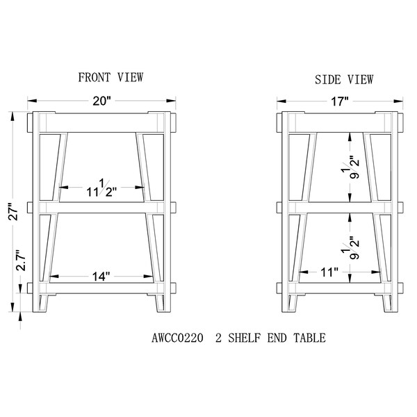 Alaterre Furniture Ryegate Natural Live Edge Solid Wood with Metal 2 Shelf End Table, Natural - AWCC0220