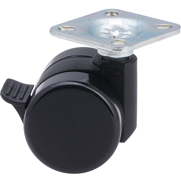 Gross Stabil 37 mm Twin Hard Castor Brake with Plate - Black - GSDKF230