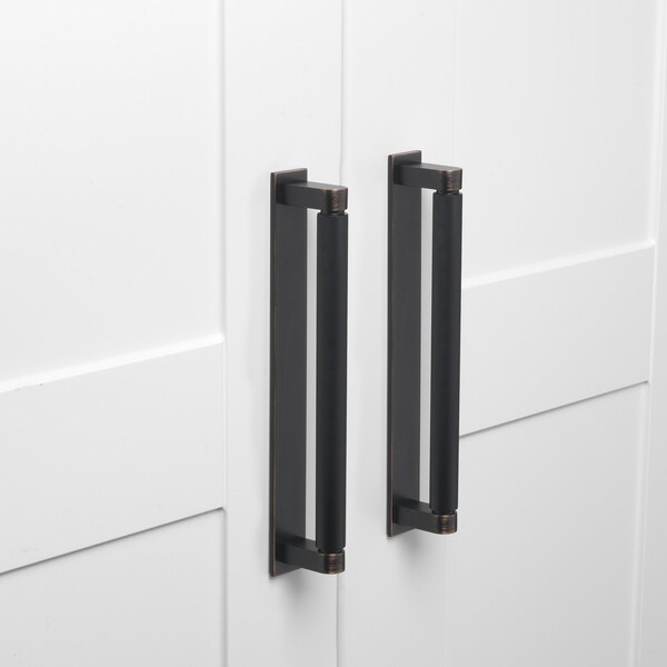 Gliderite Hardware 9 in. Oil Rubbed Bronze Squared Back Plate 7-9/16 in. Center to Center - 9342-192-ORB, 5PK - 9342-192-ORB-5