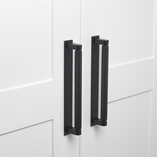 Gliderite Hardware 9 in. Matte Black Squared Back Plate 7-9/16 in. Center to Center - 9342-192-MB, 10PK - 9342-192-MB-10