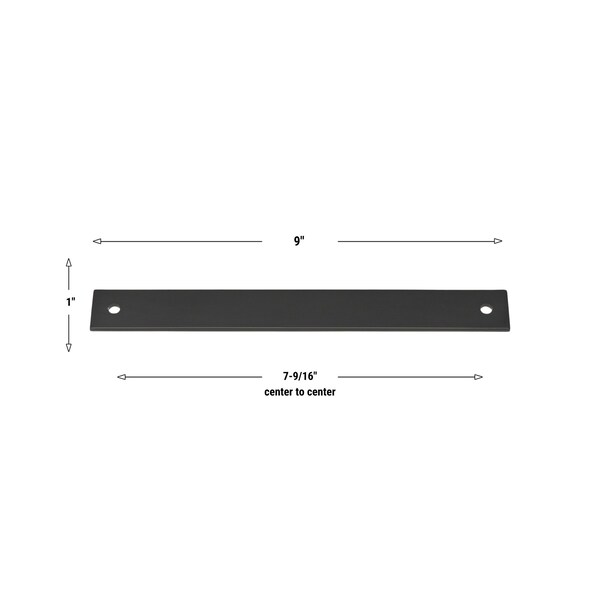 Gliderite Hardware 9 in. Matte Black Squared Back Plate 7-9/16 in. Center to Center - 9342-192-MB, 10PK - 9342-192-MB-10