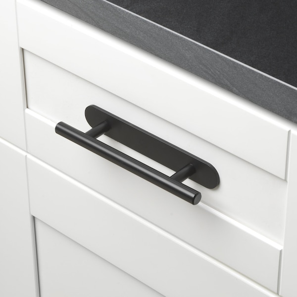Gliderite Hardware 6 in. Matte Black Rounded Back Plate 3-3/4 in. Center to Center - 6343-96-MB, 10PK - 6343-96-MB-10