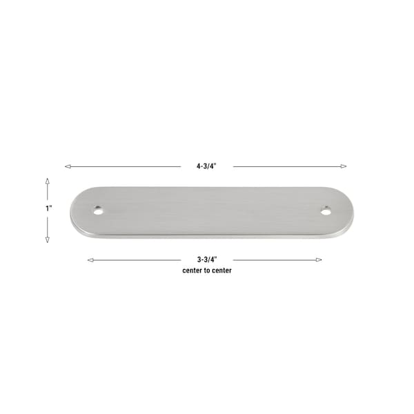 Gliderite Hardware 4-3/4 in. Satin Nickel Rounded Back Plate 3-3/4 in. Center to Center - 5343-96-SN, 10PK - 5343-96-SN-10