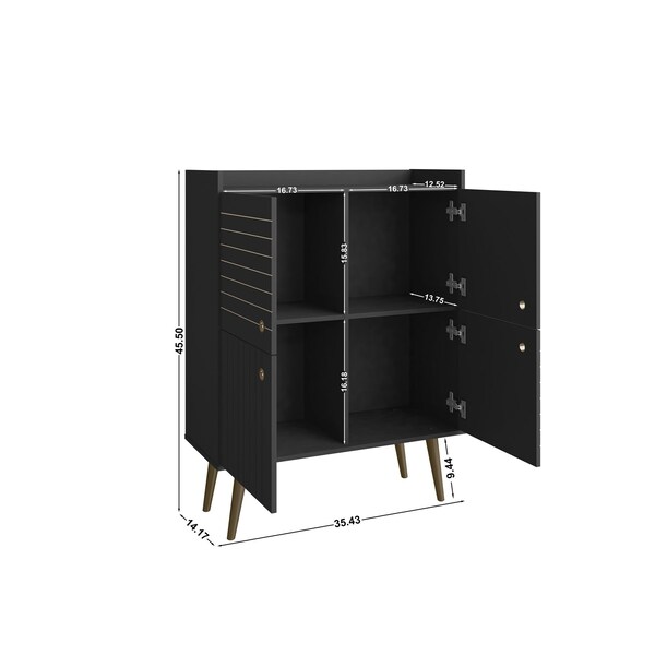 Manhattan Comfort Bogart Accent Cabinet in Black and Nature - 255BMC8