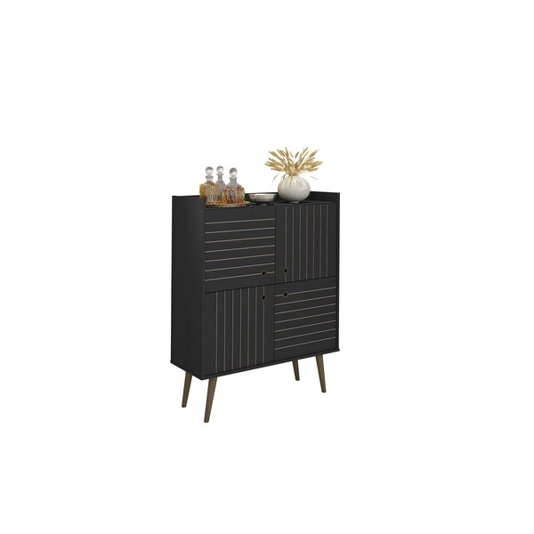 Manhattan Comfort Bogart Accent Cabinet in Black and Nature - 255BMC8