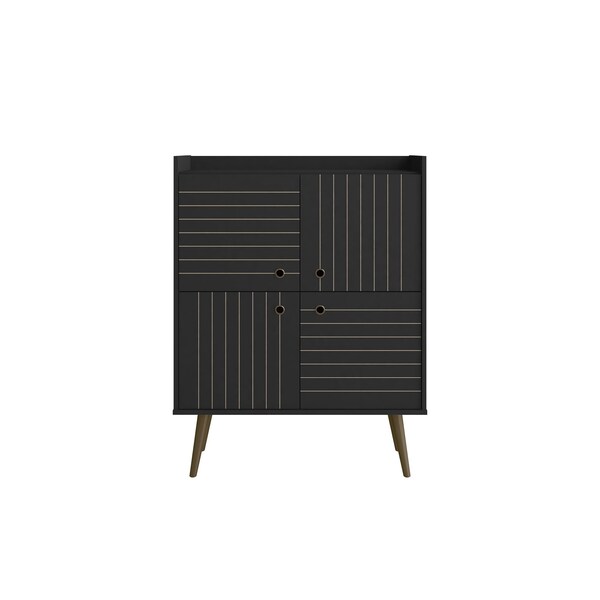 Manhattan Comfort Bogart Accent Cabinet in Black and Nature - 255BMC8