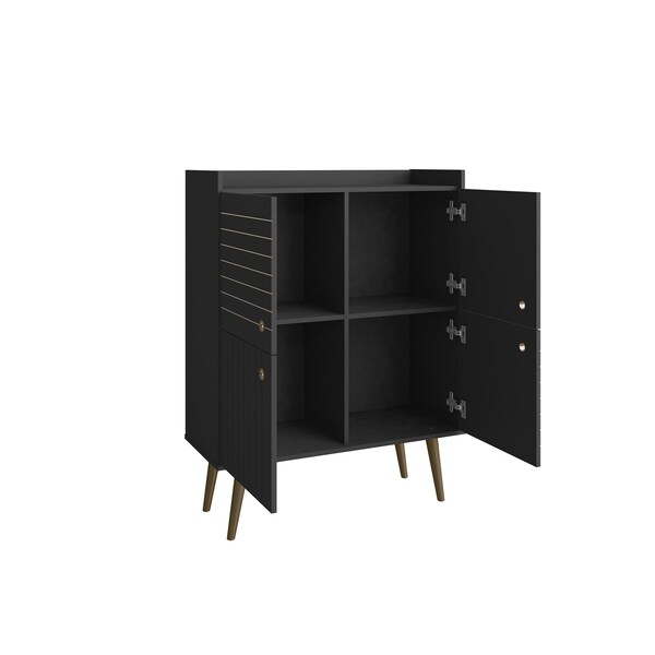 Manhattan Comfort Bogart Accent Cabinet in Black and Nature - 255BMC8