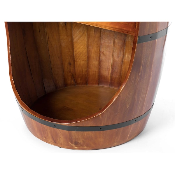 Vintiquewise Freestanding Rustic Wooden Wine Barrel Storage - QI003764