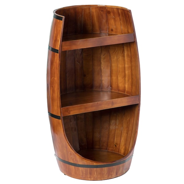 Vintiquewise Freestanding Rustic Wooden Wine Barrel Storage - QI003764
