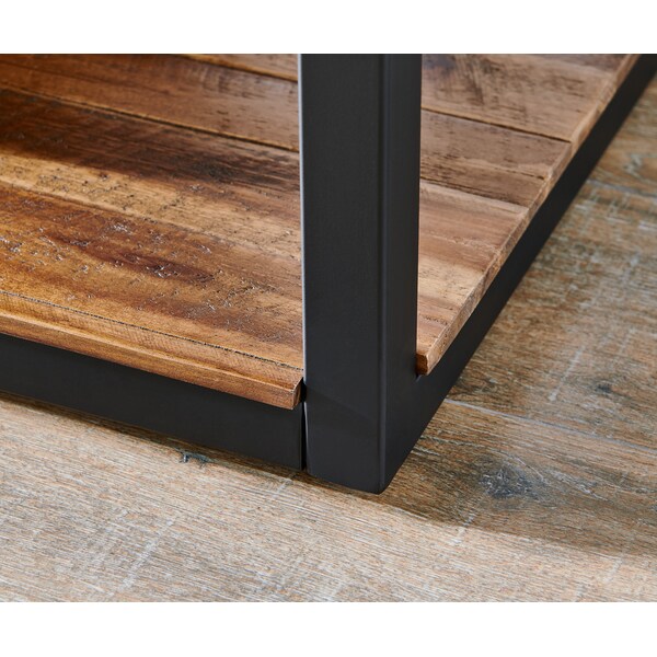 Alaterre Furniture Claremont 48"L Rustic Wood Coffee Table with Drawer and Low Shelf - ANCM1274