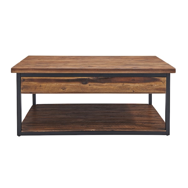 Alaterre Furniture Claremont 48"L Rustic Wood Coffee Table with Drawer and Low Shelf - ANCM1274