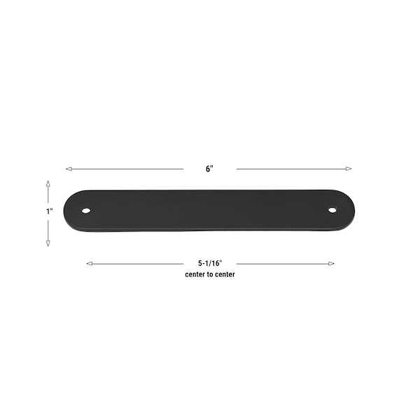 Gliderite Hardware 6 in. Matte Black Rounded Back Plate 5-1/16 in. Center to Center - 6343-128-MB, 10PK - 6343-128-MB-10