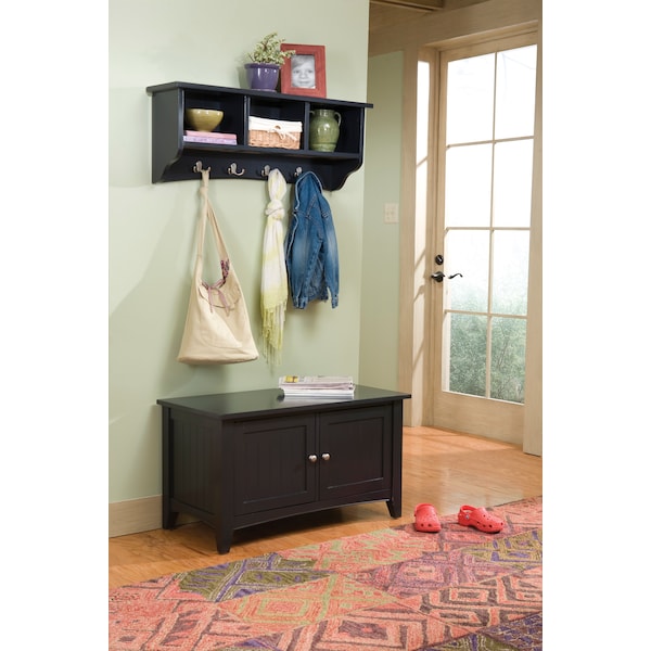 Alaterre Furniture Shaker Cottage Storage Coat Hook with Cabinet Bench Set, Charcoal Gray - ASCA0405BL