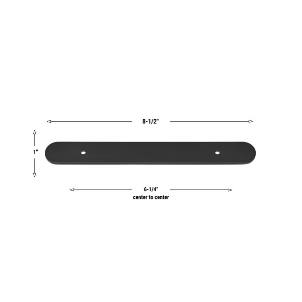 Gliderite Hardware 8-1/2 in. Matte Black Rounded Back Plate 6-1/4 in. Center to Center - 9343-160-MB, 25PK - 9343-160-MB-25