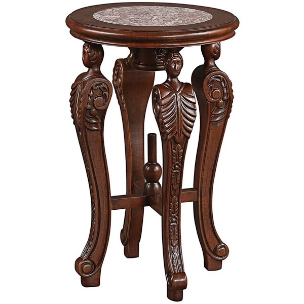 Design Toscano Four Caryatids Marble-Topped Hardwood Pedestal Table - DY30070