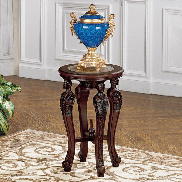 Design Toscano Four Caryatids Marble-Topped Hardwood Pedestal Table - DY30070