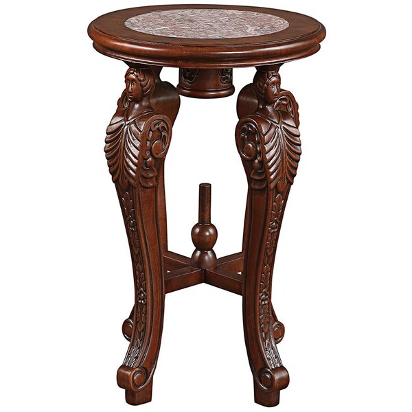Design Toscano Four Caryatids Marble-Topped Hardwood Pedestal Table - DY30070
