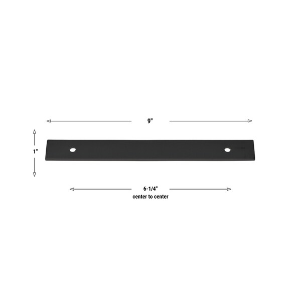 Gliderite Hardware 9 in. Matte Black Squared Back Plate 6-1/4 in. Center to Center - 9342-160-MB, 10PK - 9342-160-MB-10