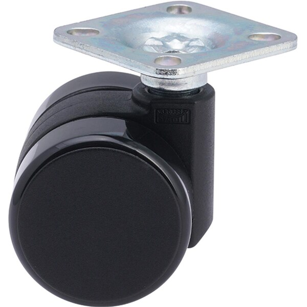 Gross Stabil 37 mm Twin Hard Castor with Plate - Black - GSDK230