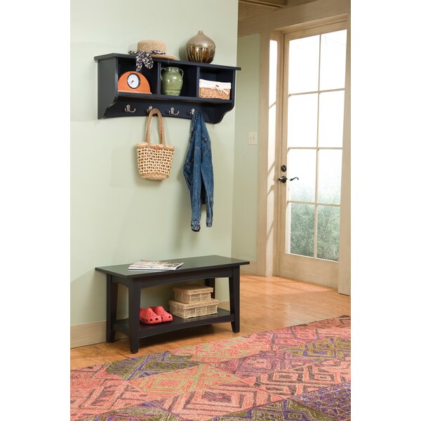 Alaterre Furniture Shaker Cottage Storage Coat Hook with Bench Set, Charcoal Gray - ASCA0304BL