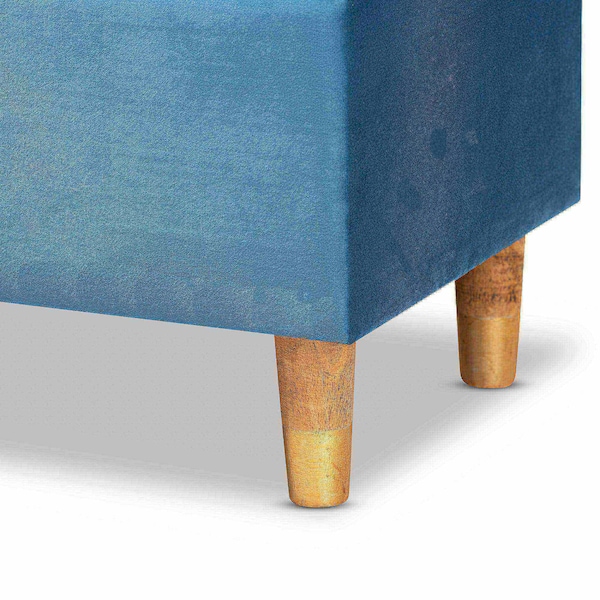 Baxton Studio Elias Modern and Contemporary Sky Blue Velvet Fabric and Oak Brown Finished Wood Storage Ottoman - 178-11319-ZORO