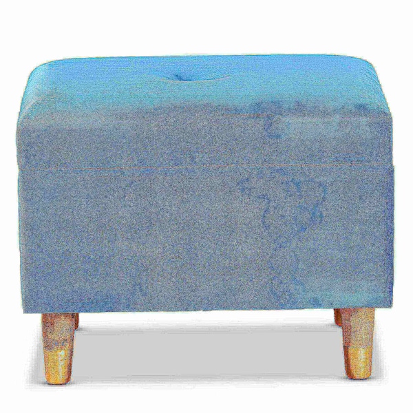 Baxton Studio Elias Modern and Contemporary Sky Blue Velvet Fabric and Oak Brown Finished Wood Storage Ottoman - 178-11319-ZORO