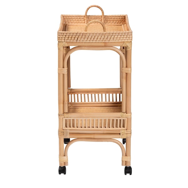 Bali & Pari Lombok Modern Bohemian Natural Brown Rattan Wine Cart - 238-13391-ZORO