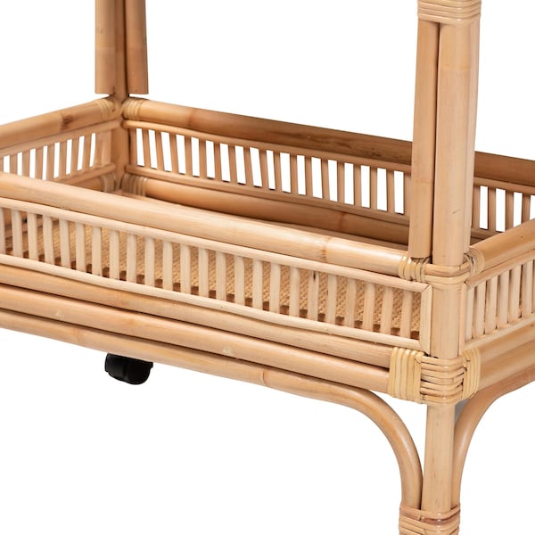 Bali & Pari Lombok Modern Bohemian Natural Brown Rattan Wine Cart - 238-13391-ZORO