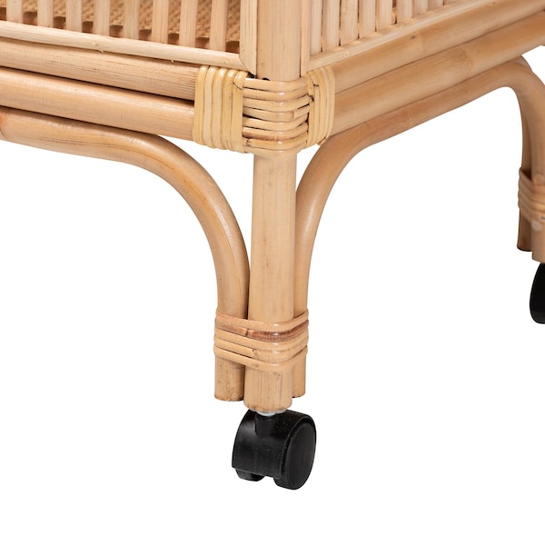 Bali & Pari Lombok Modern Bohemian Natural Brown Rattan Wine Cart - 238-13391-ZORO