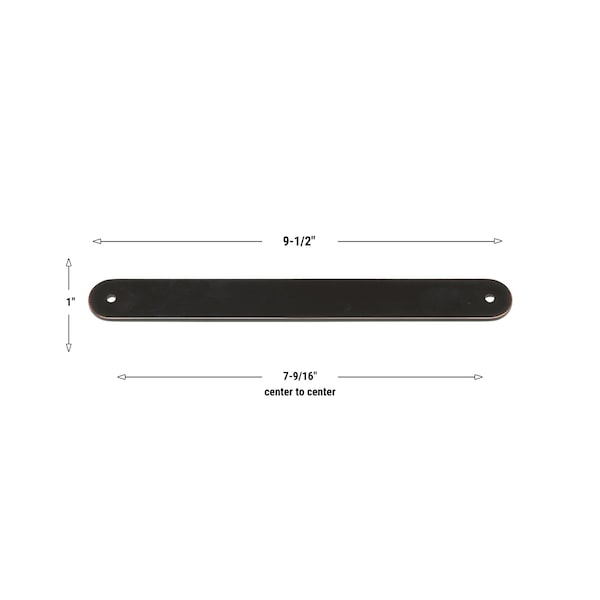Gliderite Hardware 9-1/2 in. Oil Rubbed Bronze Rounded Back Plate 7-9/16 in. Center to Center - 9343-192-ORB, 5PK - 9343-192-ORB-5