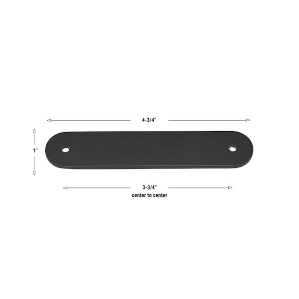 Gliderite Hardware 4-3/4 in. Matte Black Rounded Back Plate 3-3/4 in. Center to Center - 5343-96-MB, 5PK - 5343-96-MB-5
