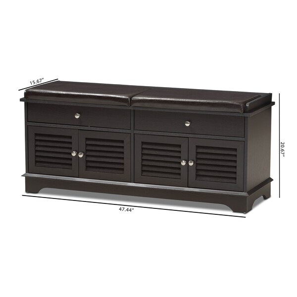 Baxton Studio Leo Modern Dark Brown Wood 2-Drawer Shoe Storage Bench - 142-8038
