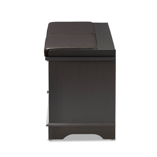 Baxton Studio Leo Modern Dark Brown Wood 2-Drawer Shoe Storage Bench - 142-8038