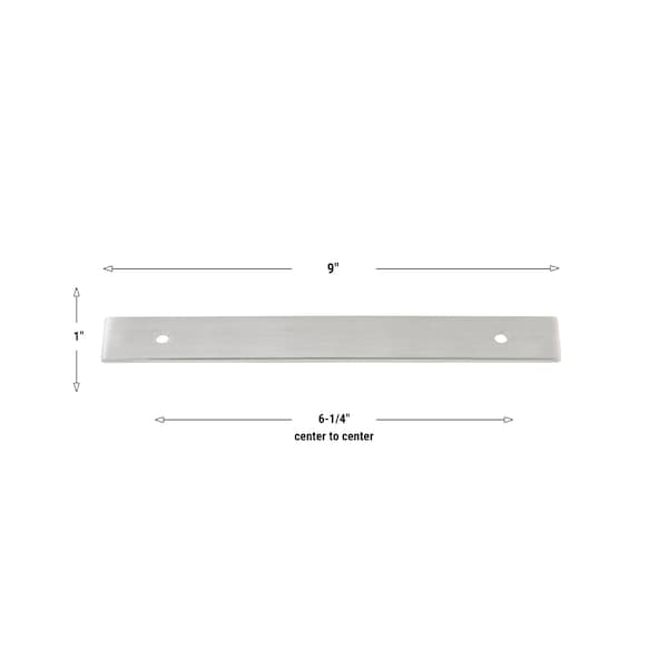 Gliderite Hardware 9 in. Satin Nickel Squared Back Plate 6-1/4 in. Center to Center - 9342-160-SN, 25PK - 9342-160-SN-25