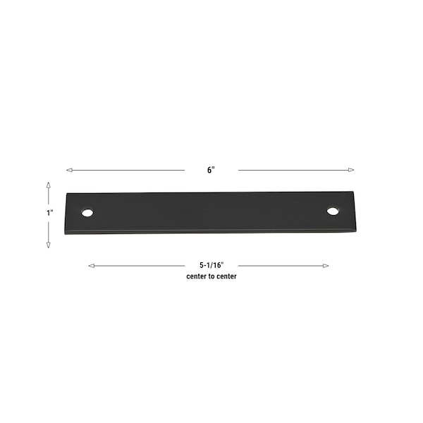 Gliderite Hardware 6 in. Matte Black Squared Back Plate 5-1/16 in. Center to Center - 6342-128-MB, 25PK - 6342-128-MB-25