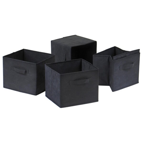 Wall-To-Wall TorinoStorage Shelf with Black Fabric Baskets Set - 4 Piece - WA3268814