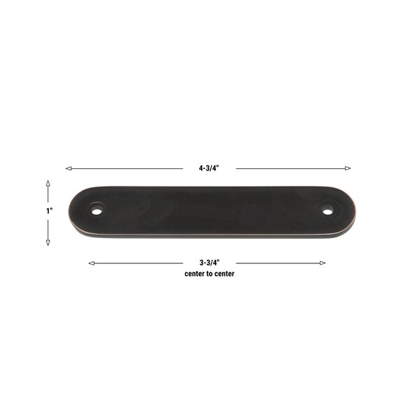 Gliderite Hardware 4-3/4 in. Oil Rubbed Bronze Rounded Back Plate 3-3/4 in. Center to Center - 5343-96-ORB, 25PK - 5343-96-ORB-25