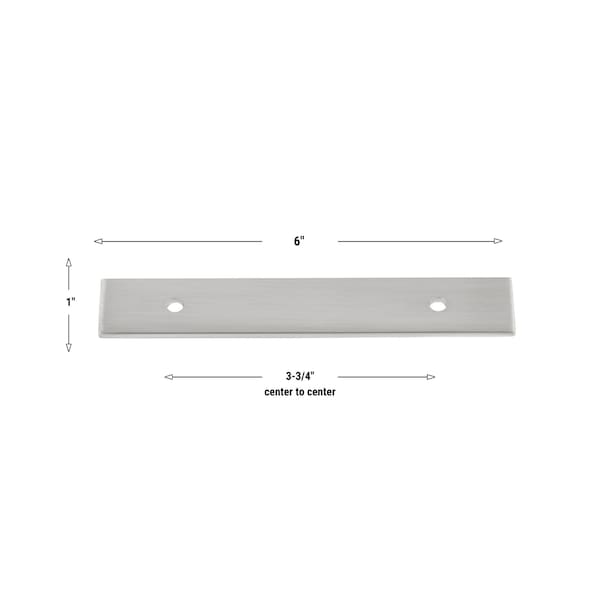 Gliderite Hardware 6 in. Satin Nickel Squared Back Plate 3-3/4 in. Center to Center - 6342-96-SN, 10PK - 6342-96-SN-10