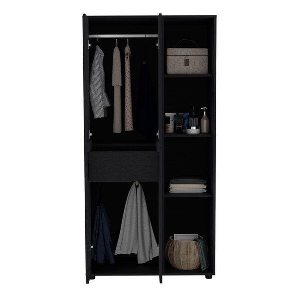 Tuhome Lafayette Bar Cabinet with 4-Bottle Rack. Upper Glass Holder and Dual Door Design-White - MLB9074