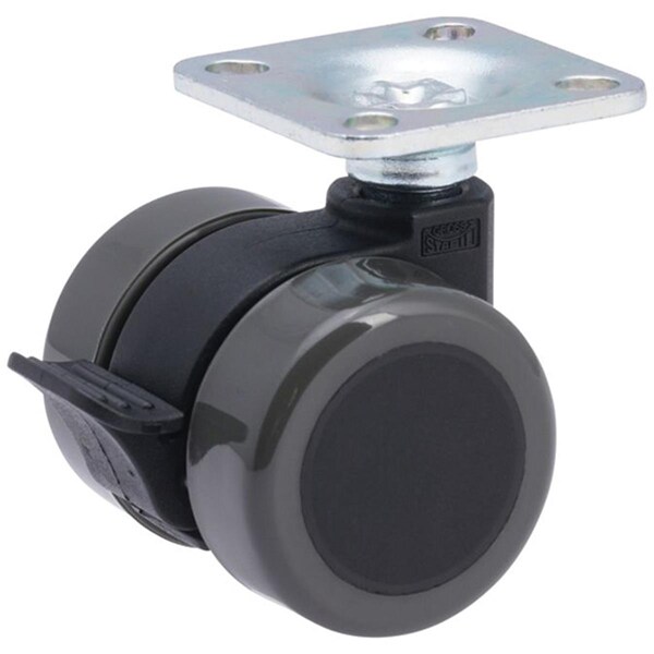 Gross Stabil 37 mm Twin Soft Castor Brake with Plate - Black, Gray - GSUKF230
